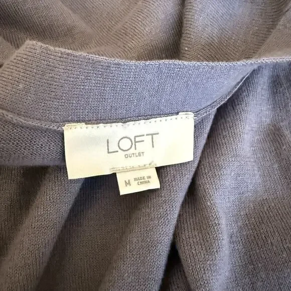 LOFT Dark Academia Cardigan Womens M Purple Hipster Heritage Classic Prep Preppy - Picture 5 of 9